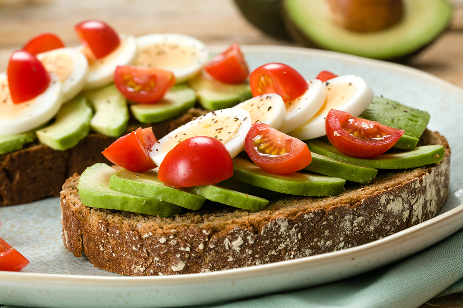 Farmhouse bread with avocado and egg