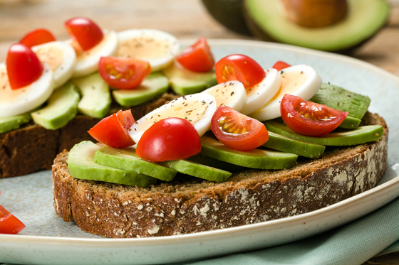 Farmhouse bread with avocado and egg