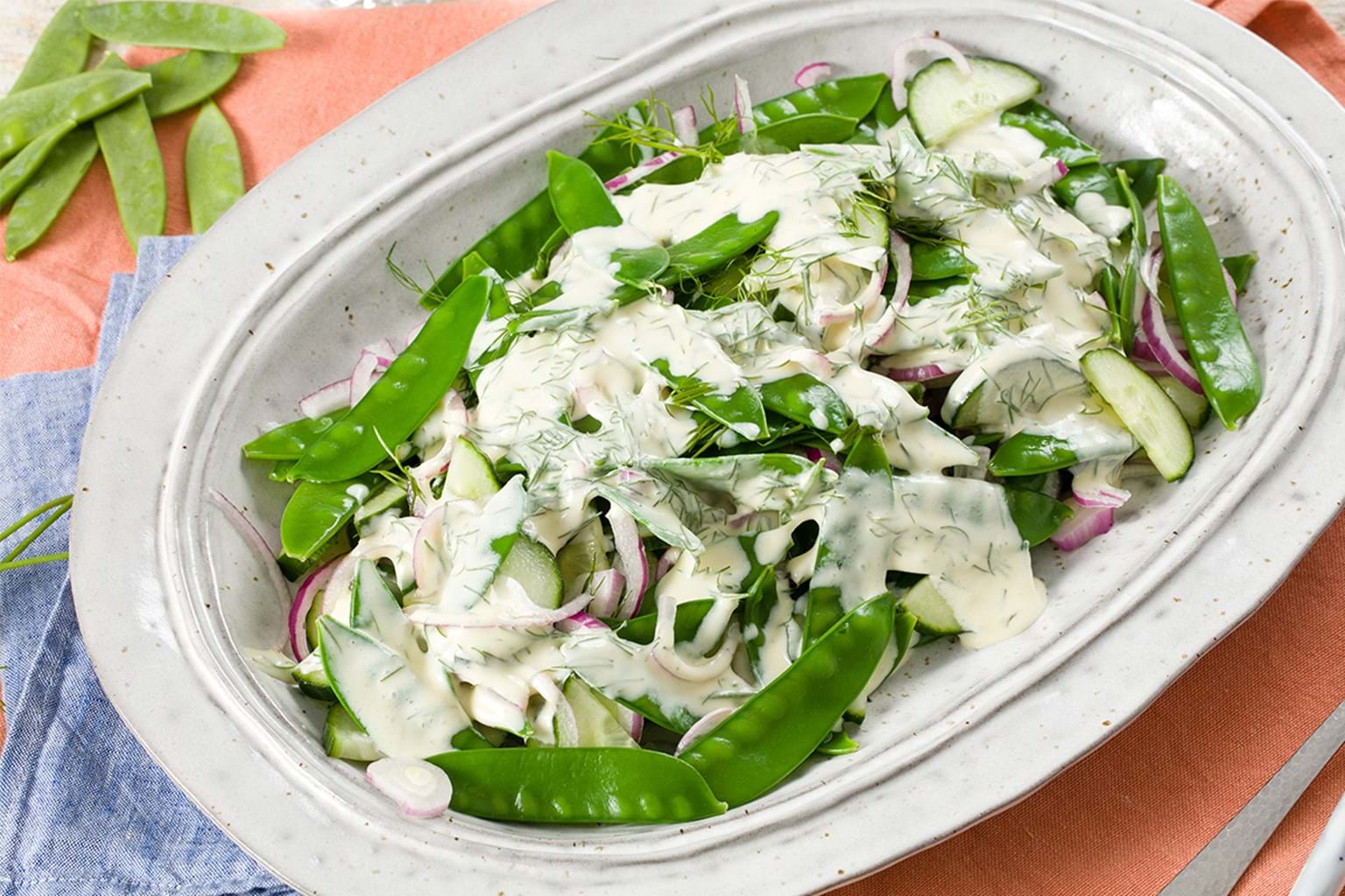 Fresh mangetout salad