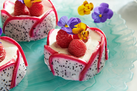 Dragon fruit bavarois tartlets