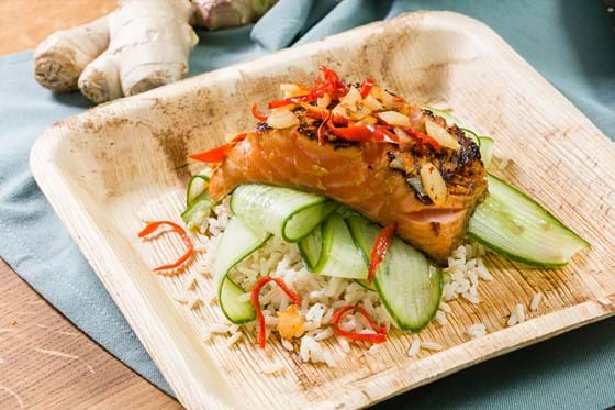 Salmon fillet with ginger-soy marinade
