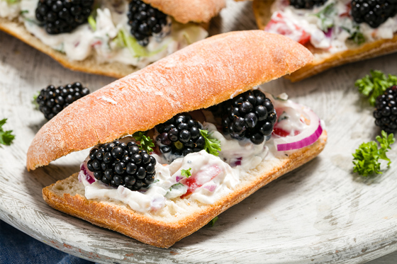 Ciabatta Met Ricotta, Basilicum En Bramen