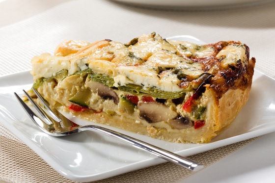 Quiche with mangetout